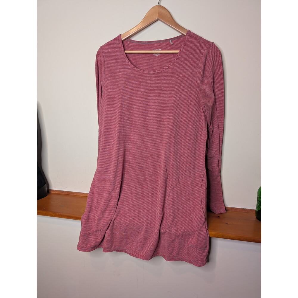 Toad&Co Swifty Long Sleeve Tunic – Medium – Red & Gray Stripe
